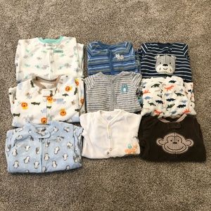 Bundle of Carters Baby Boy 3 Month Pajamas and 0-9 Month Child of Mine Sleepers